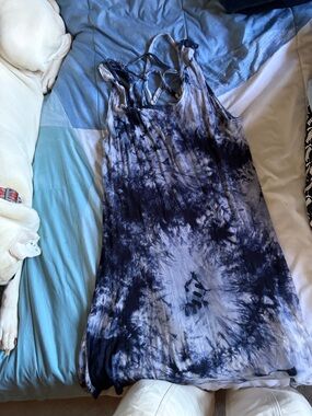 Tie-Dye Racerback Sundress in Navy and White